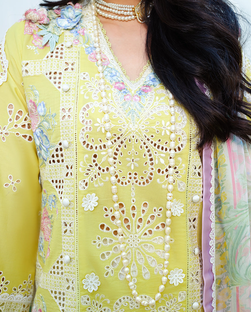 Mushq | Amoi Luxury Lawn | Tender Whisper - Luxury Dress - available at Maria Faisal in UK and USA.