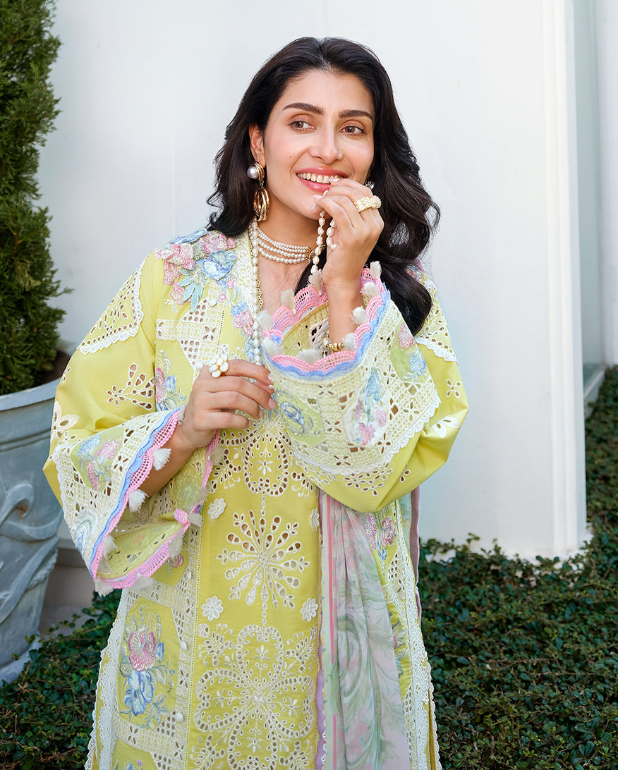 Mushq | Amoi Luxury Lawn | Tender Whisper - Luxury Dress - available at Maria Faisal in UK and USA.