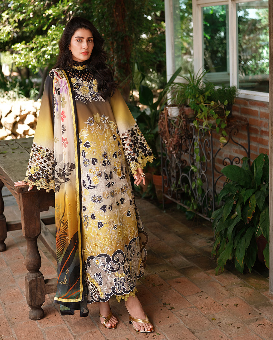 Mushq | Amoi Luxury Lawn | Timeless Charm - Luxury Dress - available at Maria Faisal in UK and USA.