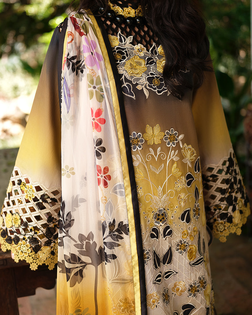 Mushq | Amoi Luxury Lawn | Timeless Charm - Luxury Dress - available at Maria Faisal in UK and USA.