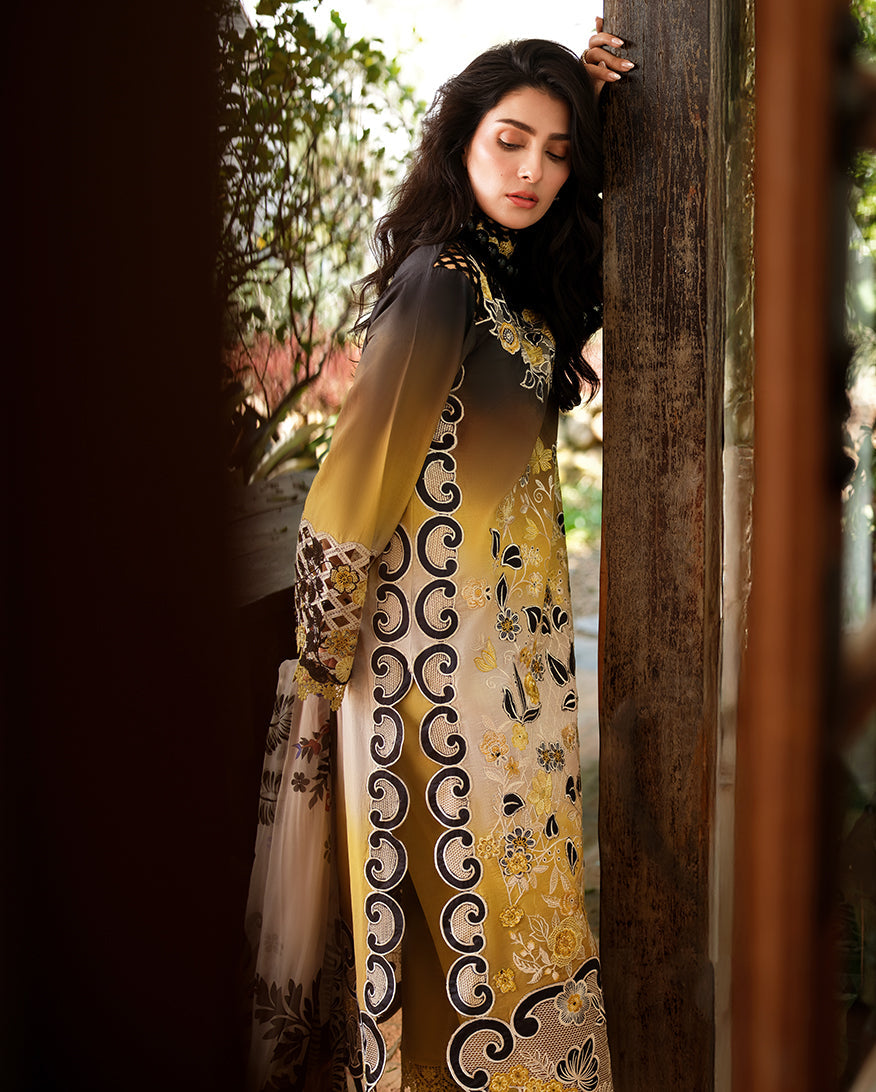 Mushq | Amoi Luxury Lawn | Timeless Charm - Luxury Dress - available at Maria Faisal in UK and USA.