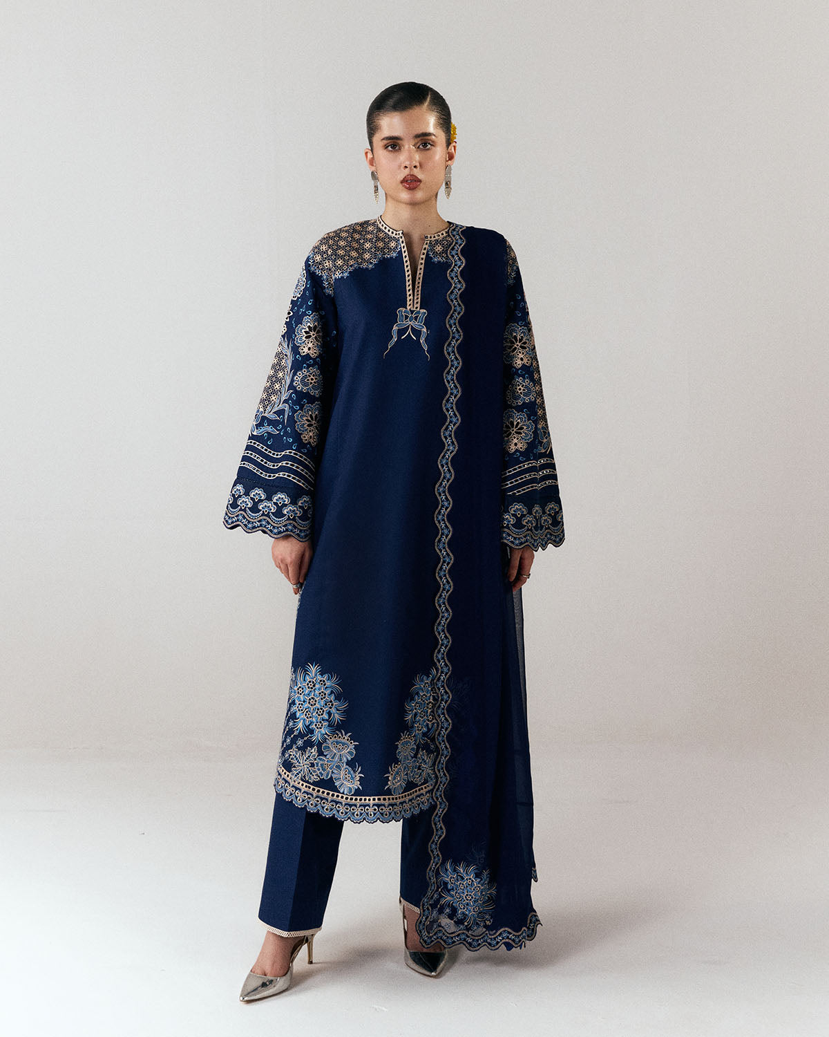 Jugnu | SS 26 Lawn | Tiva - Luxury Dress - available at Maria Faisal in UK and USA.