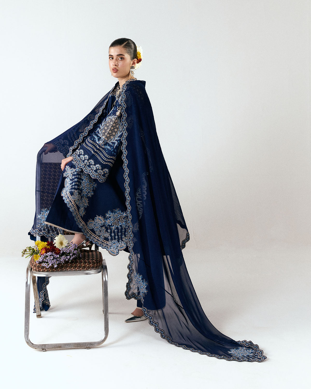 Jugnu | SS 26 Lawn | Tiva - Luxury Dress - available at Maria Faisal in UK and USA.