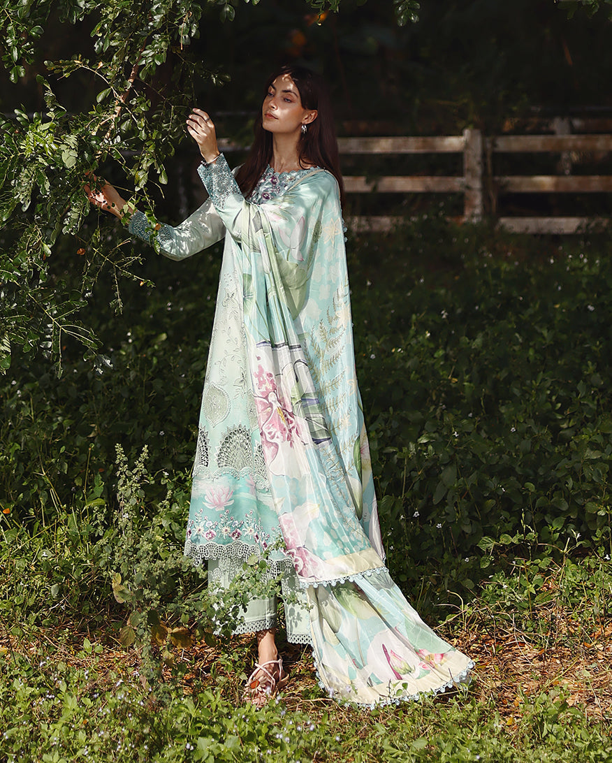 Mushq | Solace Ombre Chikankari | Tranquil Muse - Luxury Dress - available at Maria Faisal in UK and USA.