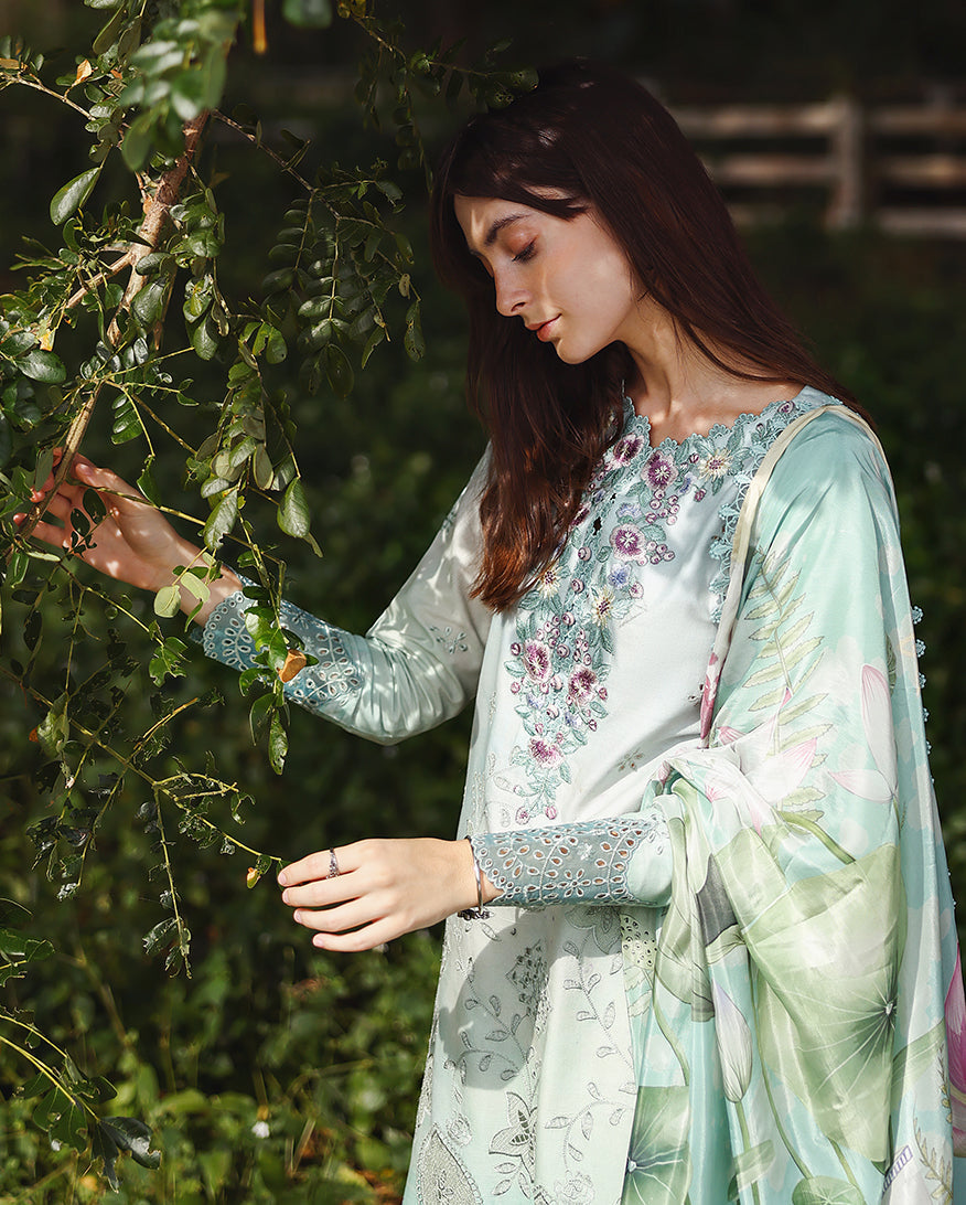 Mushq | Solace Ombre Chikankari | Tranquil Muse - Luxury Dress - available at Maria Faisal in UK and USA.