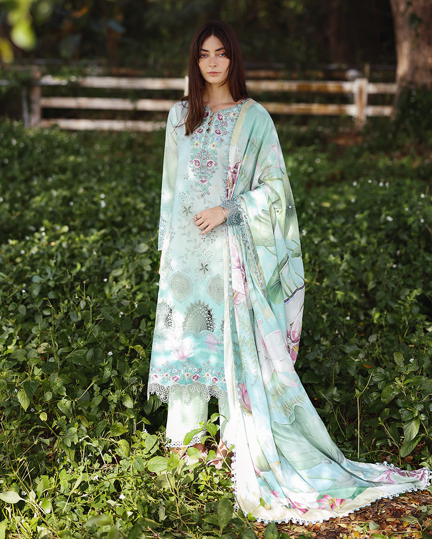 Mushq | Solace Ombre Chikankari | Tranquil Muse - Luxury Dress - available at Maria Faisal in UK and USA.