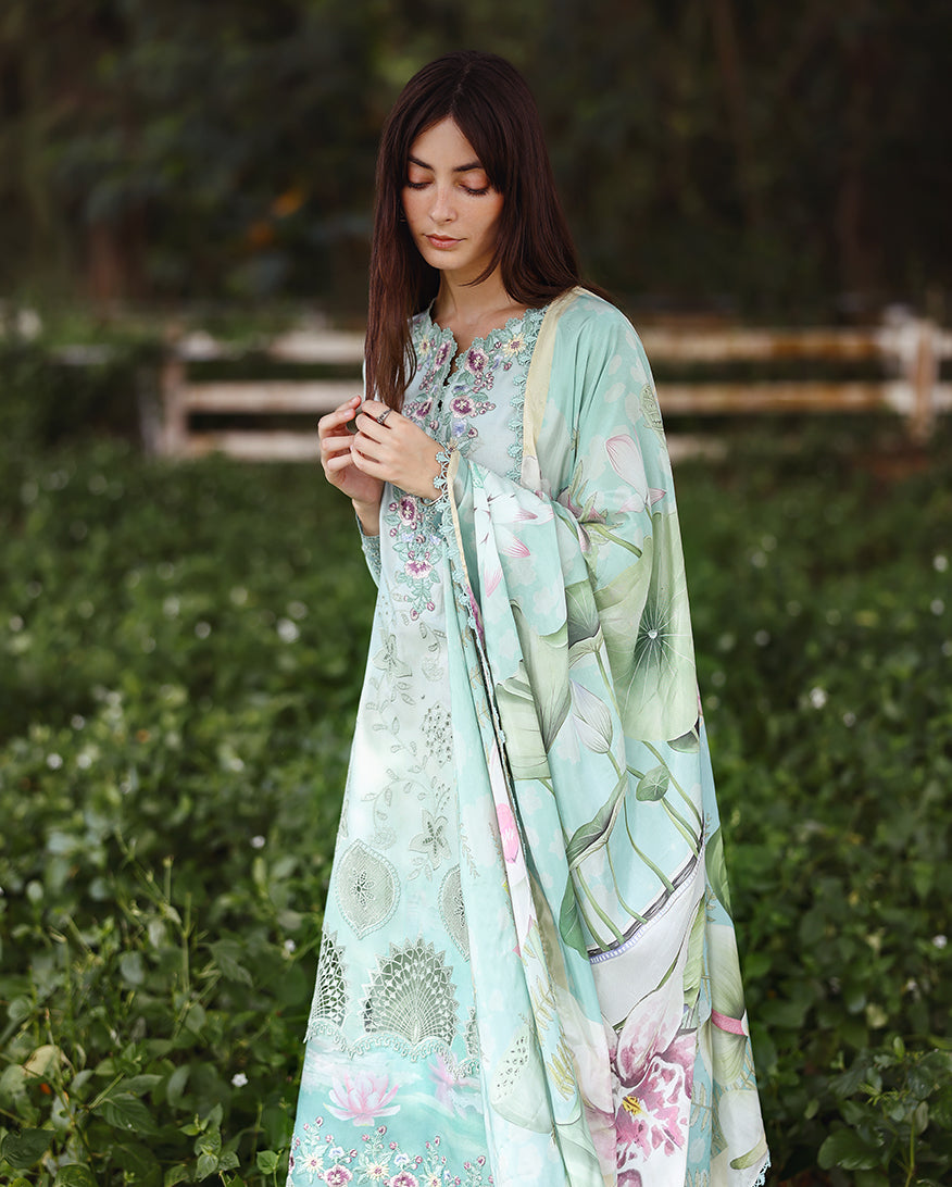 Mushq | Solace Ombre Chikankari | Tranquil Muse - Luxury Dress - available at Maria Faisal in UK and USA.