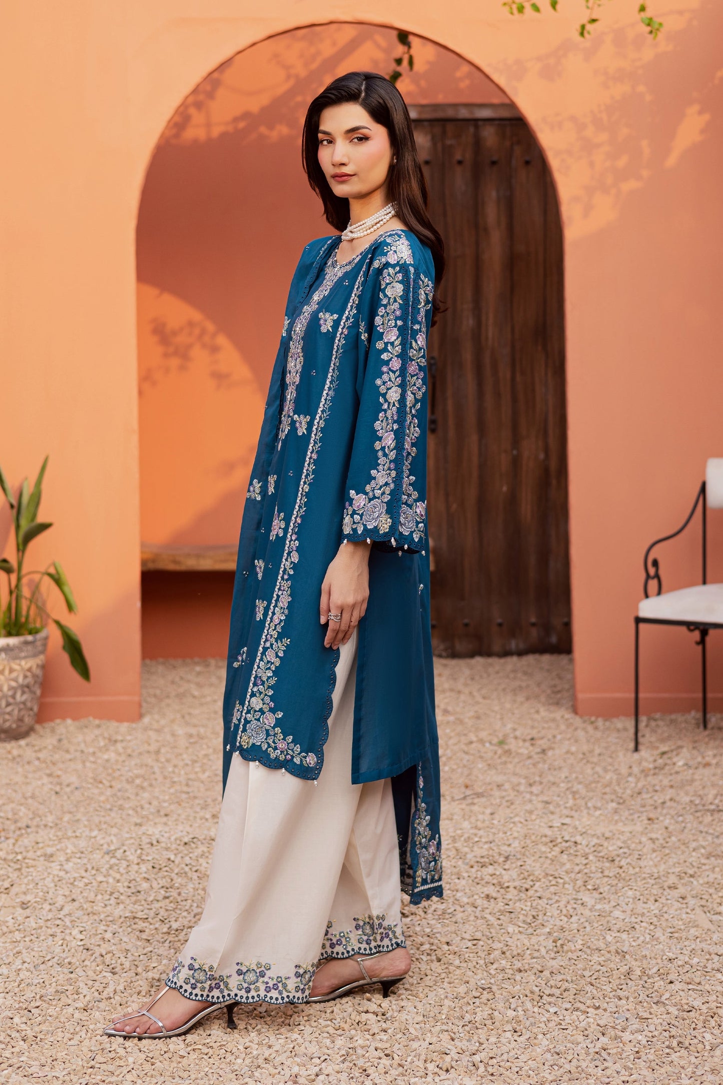Batik | Festive Eid 26 | Twilight Bloom - Luxury Dress - available at Maria Faisal in UK and USA.