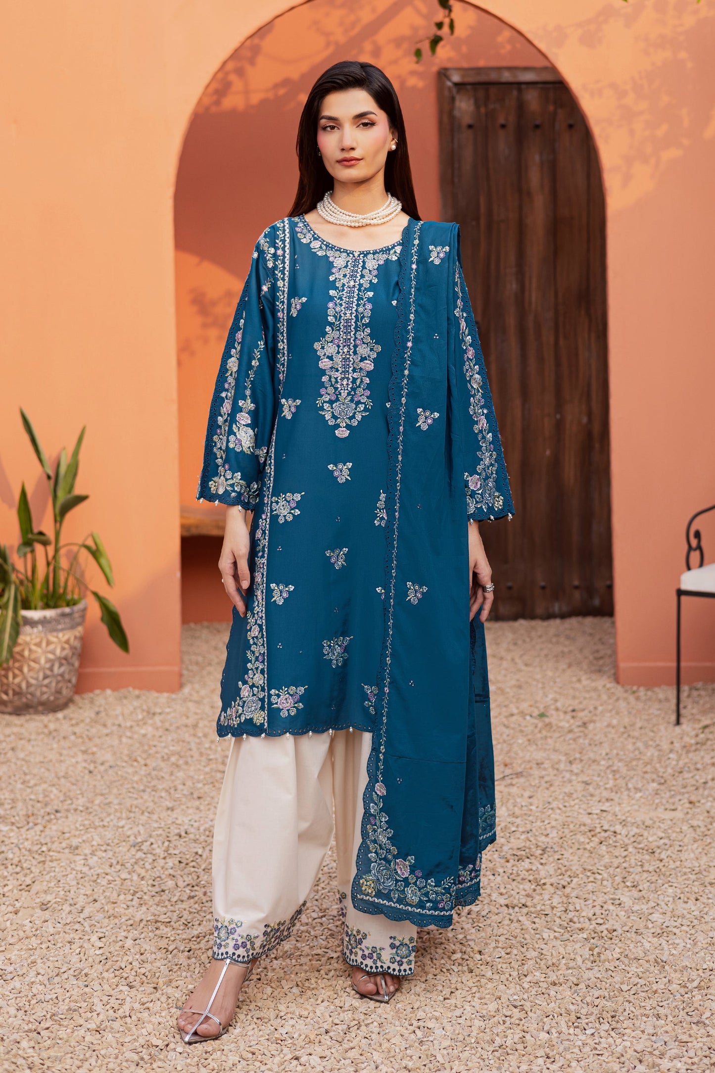 Batik | Festive Eid 26 | Twilight Bloom - Luxury Dress - available at Maria Faisal in UK and USA.