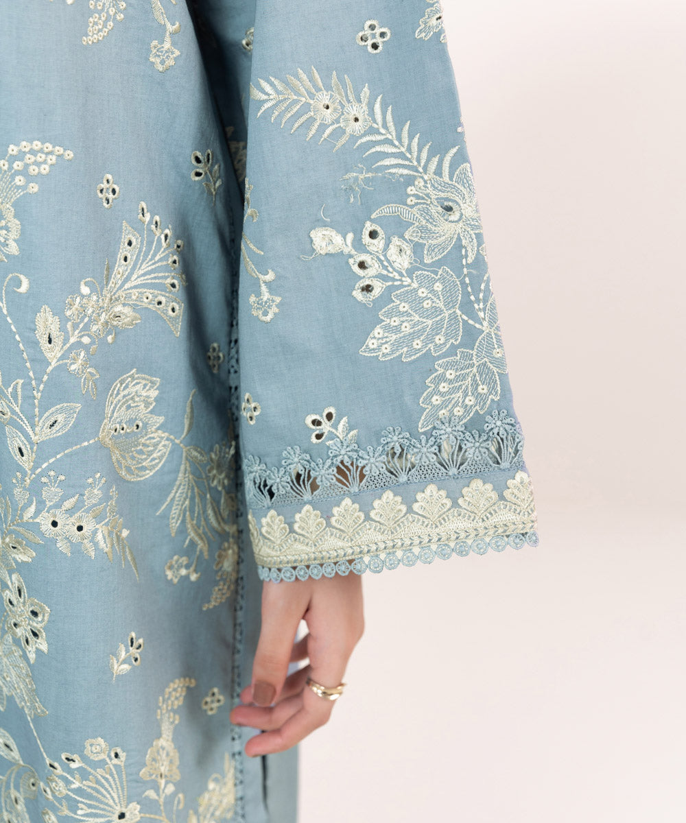 Sapphire | Intermix 2024 | Cambric Suit S-16 - Designer Dress with Intricate embroidery and embellishments. Shop elegent wedding dress at Maria Faisal.