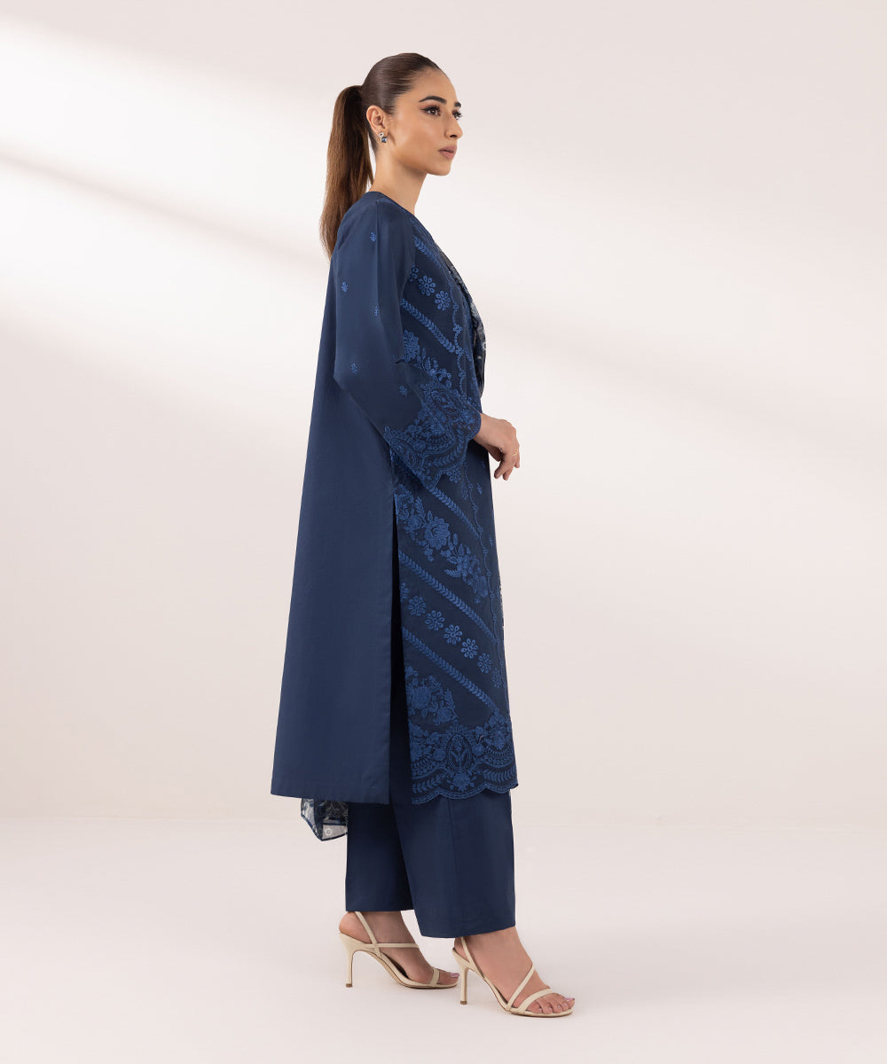 Sapphire | Intermix 2024 | Cambric Suit S-17 - Designer Dress with Intricate embroidery and embellishments. Shop elegent wedding dress at Maria Faisal.