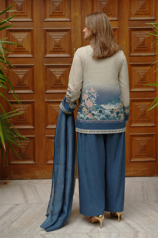 Shamaeel Ansari | Nazaakat Pret | Azure Whisper - Formal Dress - available at Maria Faisal in UK and USA.