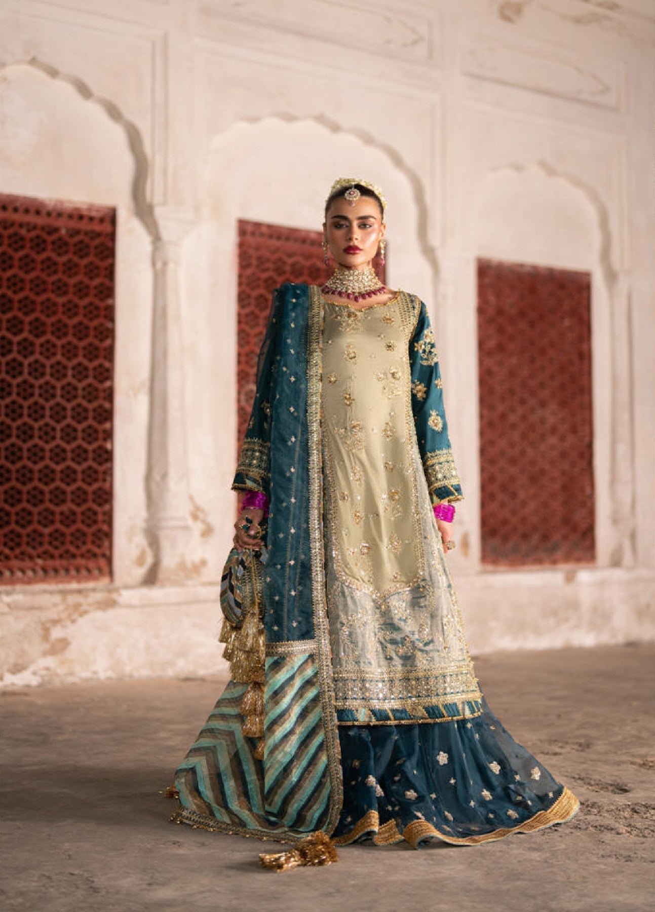 MNR | Zarlish Festive 25 | Rabia Jabbar in Lehar - Formal Dress - available at Maria Faisal in UK and USA.