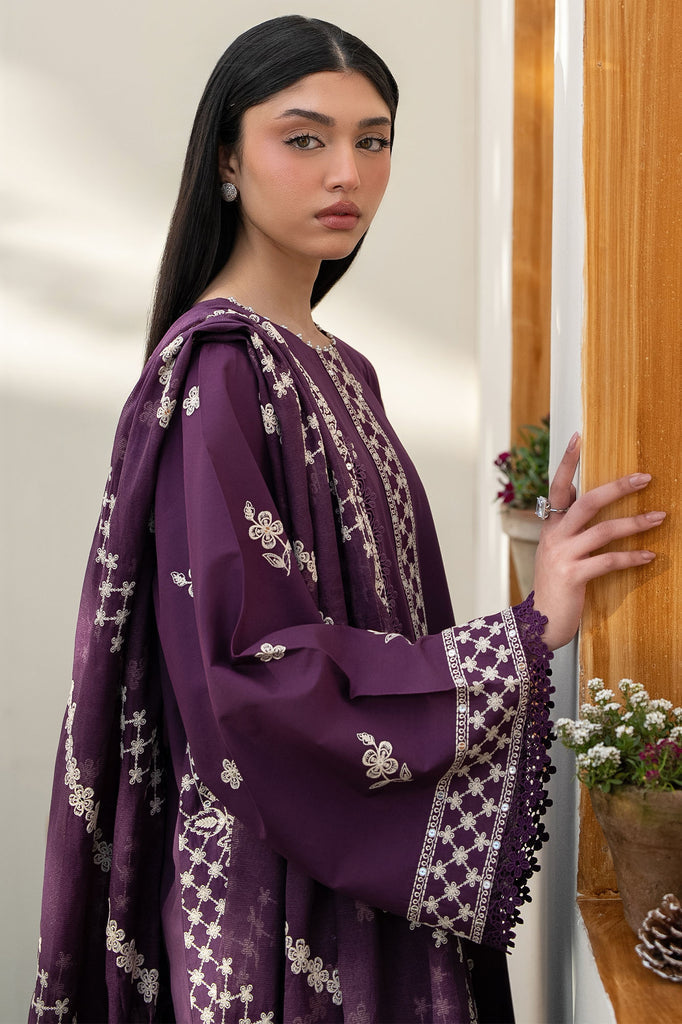 Cross Stitch | Emb Lawn Mahiri 26 | CHIVE BLOSSOM - Luxury Dress - available at Maria Faisal in UK and USA.