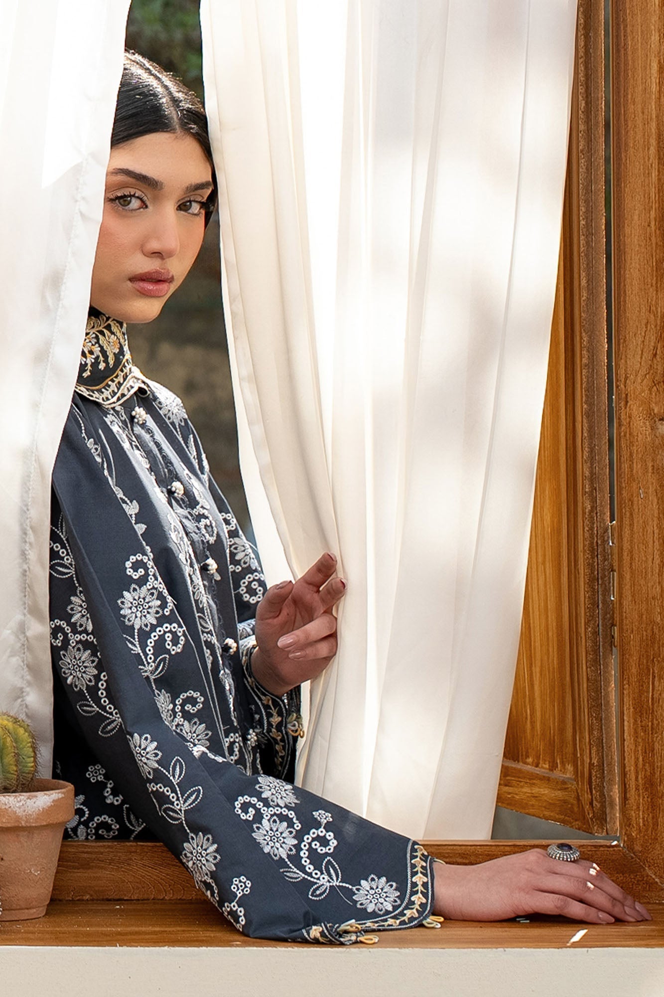 Cross Stitch | Emb Lawn Mahiri 26 | OMBRE BLUE - Luxury Dress - available at Maria Faisal in UK and USA.