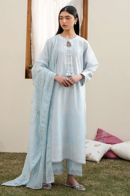 Cross Stitch | Emb Lawn Mahiri 26 | FROSTED MIST - Luxury Dress - available at Maria Faisal in UK and USA.