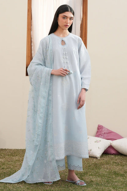 Cross Stitch | Emb Lawn Mahiri 26 | FROSTED MIST - Luxury Dress - available at Maria Faisal in UK and USA.