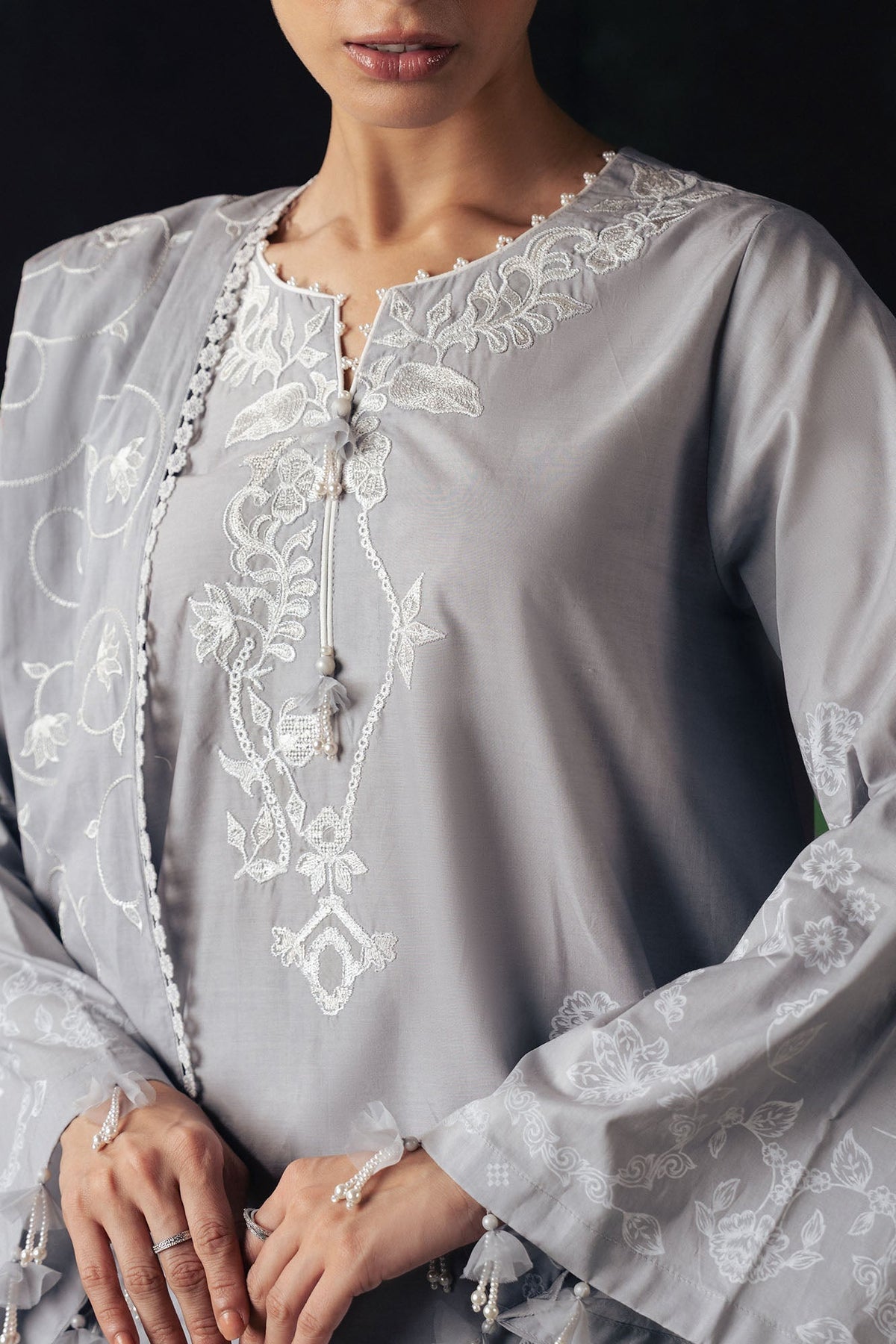 Cross Stitch | The Moonsoon Edit 26 | SELENE GLOW-3PC PRINTED SUIT - Luxury Dress - available at Maria Faisal in UK and USA.