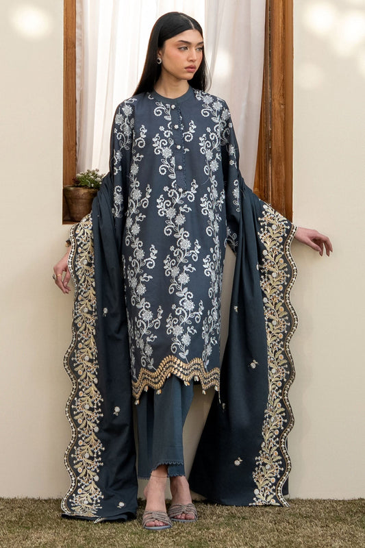 Cross Stitch | Emb Lawn Mahiri 26 | OMBRE BLUE - Luxury Dress - available at Maria Faisal in UK and USA.