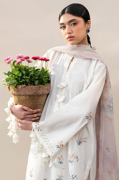 Cross Stitch | Emb Lawn Mahiri 26 | PRISTINE IVORY - Luxury Dress - available at Maria Faisal in UK and USA.