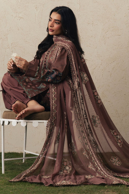 Cross Stitch | The Moonsoon Edit 26 | BRUNETTE GLAM-3PC PRINTED SUIT - Luxury Dress - available at Maria Faisal in UK and USA.