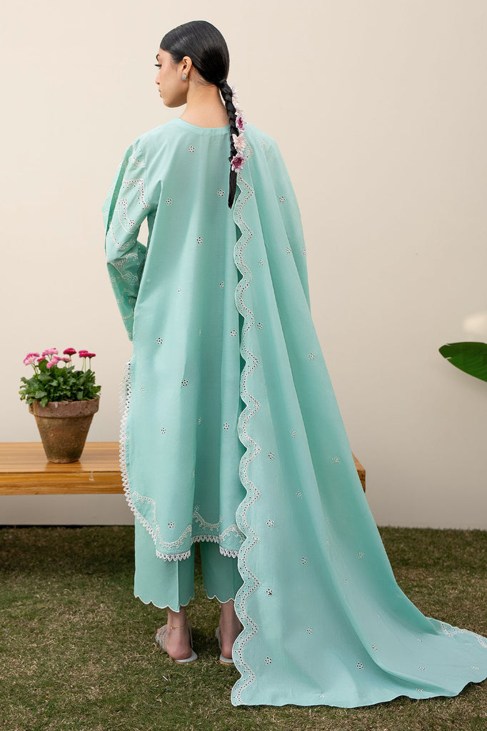 Cross Stitch | Emb Lawn Mahiri 26 | NEO MINT - Luxury Dress - available at Maria Faisal in UK and USA.