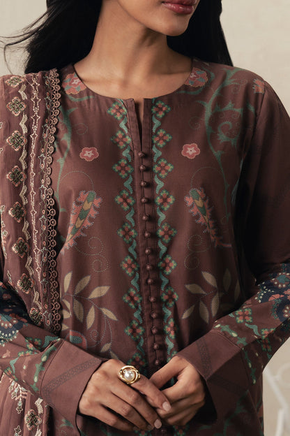 Cross Stitch | The Moonsoon Edit 26 | BRUNETTE GLAM-3PC PRINTED SUIT - Luxury Dress - available at Maria Faisal in UK and USA.