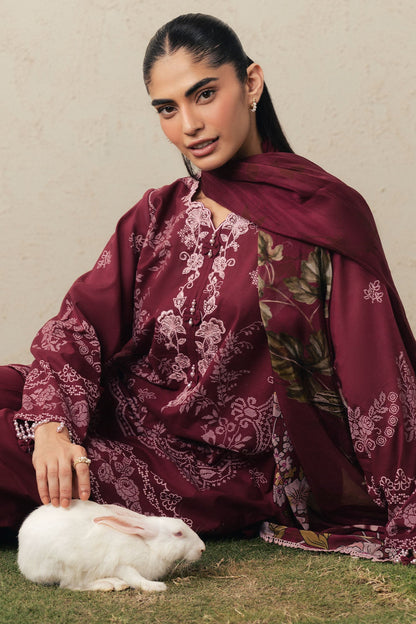 Cross Stitch | The Moonsoon Edit 26 | VELVET WHISPER-3PC PRINTED SUIT - Luxury Dress - available at Maria Faisal in UK and USA.