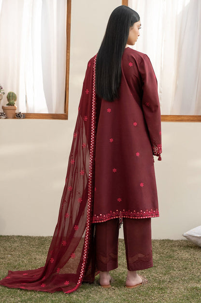 Cross Stitch | Emb Lawn Mahiri 26 | WINDSOR RED - Luxury Dress - available at Maria Faisal in UK and USA.