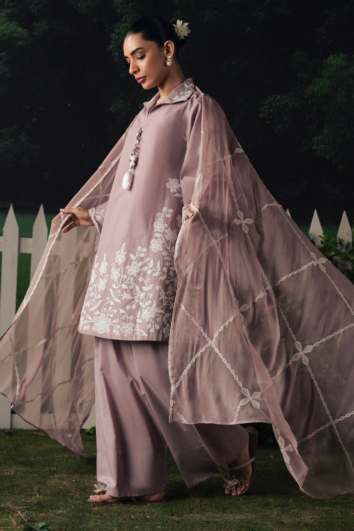 Cross Stitch | The Moonsoon Edit 26 | MAUVE WHISPER-3PC EMBROIDERED SUIT - Luxury Dress - available at Maria Faisal in UK and USA.