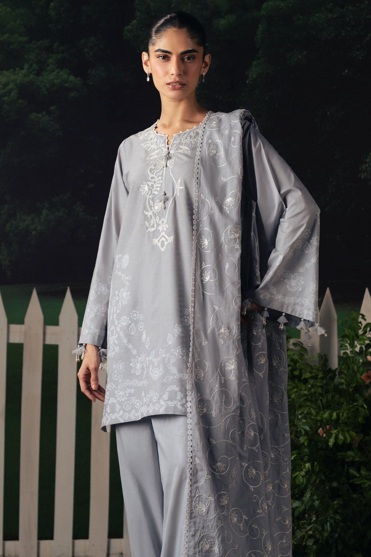 Cross Stitch | The Moonsoon Edit 26 | SELENE GLOW-3PC PRINTED SUIT - Luxury Dress - available at Maria Faisal in UK and USA.