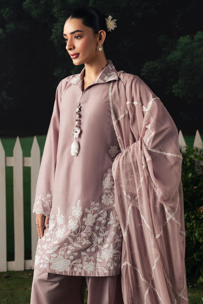 Cross Stitch | The Moonsoon Edit 26 | MAUVE WHISPER-3PC EMBROIDERED SUIT - Luxury Dress - available at Maria Faisal in UK and USA.