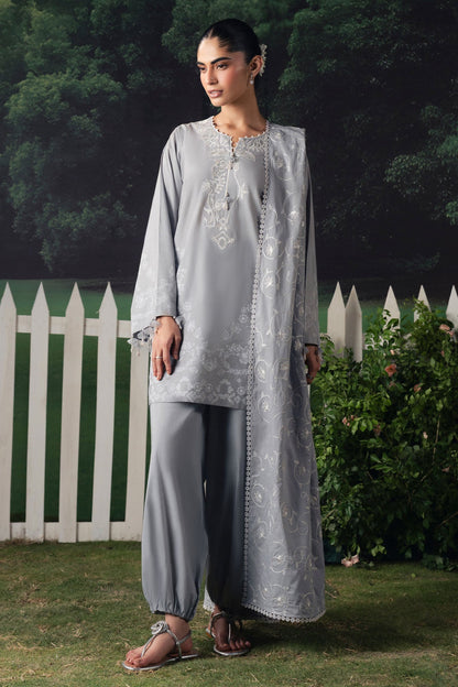 Cross Stitch | The Moonsoon Edit 26 | SELENE GLOW-3PC PRINTED SUIT - Luxury Dress - available at Maria Faisal in UK and USA.