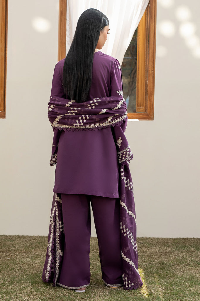 Cross Stitch | Emb Lawn Mahiri 26 | CHIVE BLOSSOM - Luxury Dress - available at Maria Faisal in UK and USA.