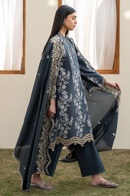 Cross Stitch | Emb Lawn Mahiri 26 | OMBRE BLUE - Luxury Dress - available at Maria Faisal in UK and USA.