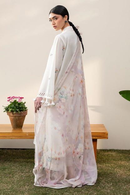 Cross Stitch | Emb Lawn Mahiri 26 | PRISTINE IVORY - Luxury Dress - available at Maria Faisal in UK and USA.