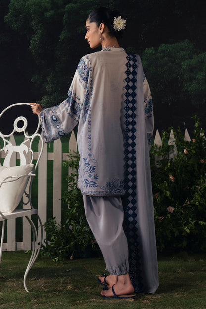 Cross Stitch | The Moonsoon Edit 26 | AZURE BLOOM-3PC PRINTED SUIT - Luxury Dress - available at Maria Faisal in UK and USA.