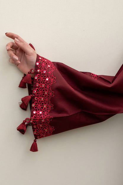 Cross Stitch | Emb Lawn Mahiri 26 | WINDSOR RED - Luxury Dress - available at Maria Faisal in UK and USA.