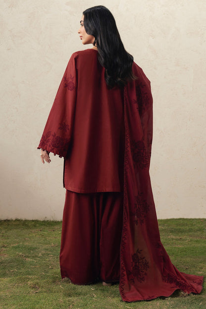 Cross Stitch | The Moonsoon Edit 26 | CRIMSON BLOOM-3PC EMBROIDERED SUIT - Luxury Dress - available at Maria Faisal in UK and USA.