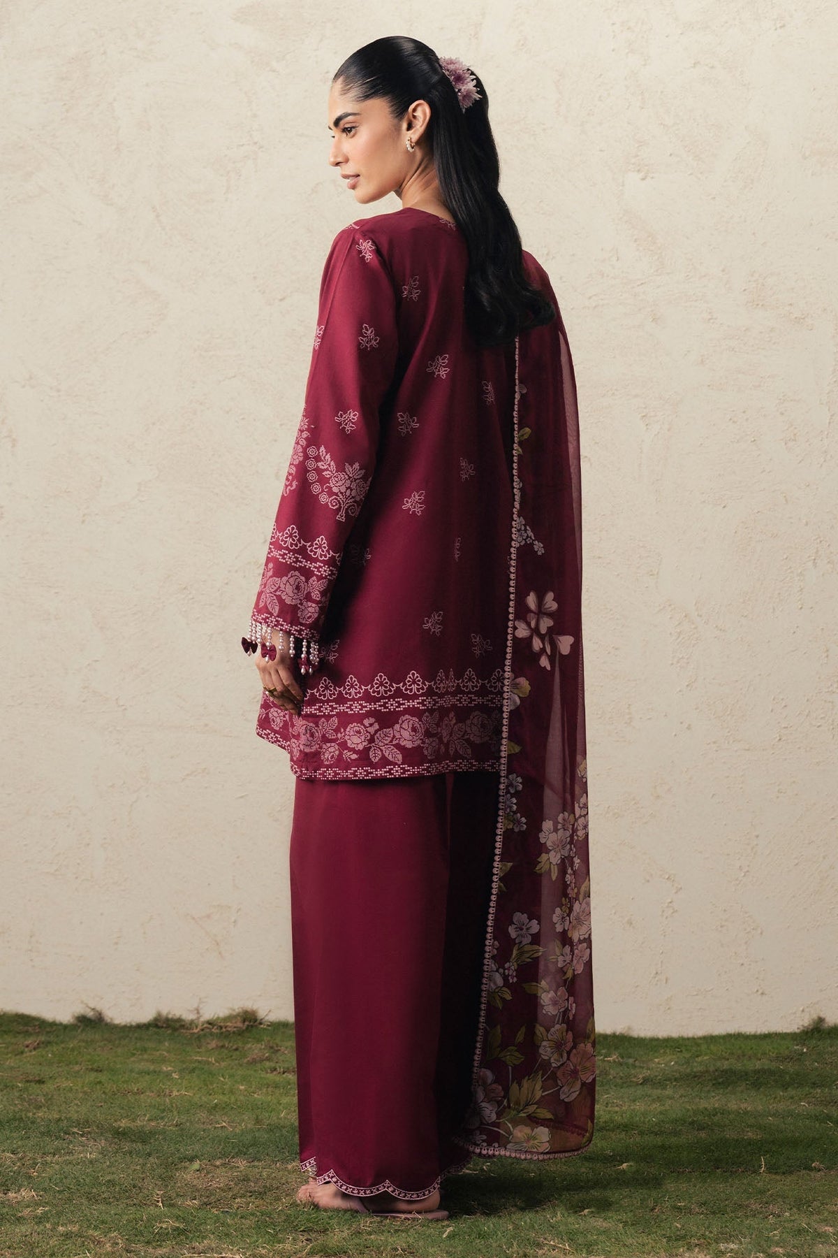 Cross Stitch | The Moonsoon Edit 26 | VELVET WHISPER-3PC PRINTED SUIT - Luxury Dress - available at Maria Faisal in UK and USA.