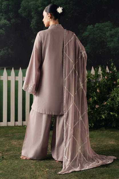 Cross Stitch | The Moonsoon Edit 26 | MAUVE WHISPER-3PC EMBROIDERED SUIT - Luxury Dress - available at Maria Faisal in UK and USA.