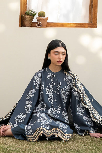 Cross Stitch | Emb Lawn Mahiri 26 | OMBRE BLUE - Luxury Dress - available at Maria Faisal in UK and USA.