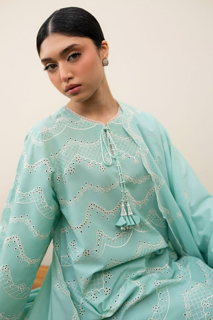 Cross Stitch | Emb Lawn Mahiri 26 | NEO MINT - Luxury Dress - available at Maria Faisal in UK and USA.