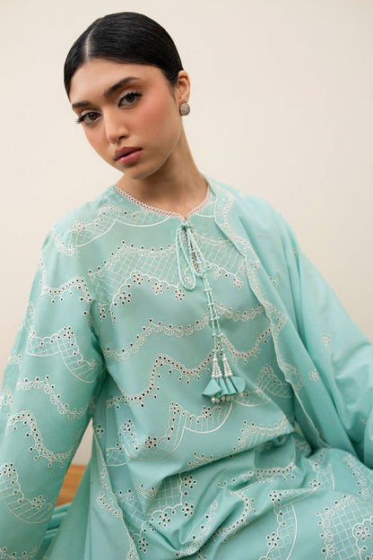 Cross Stitch | Emb Lawn Mahiri 26 | NEO MINT - Luxury Dress - available at Maria Faisal in UK and USA.