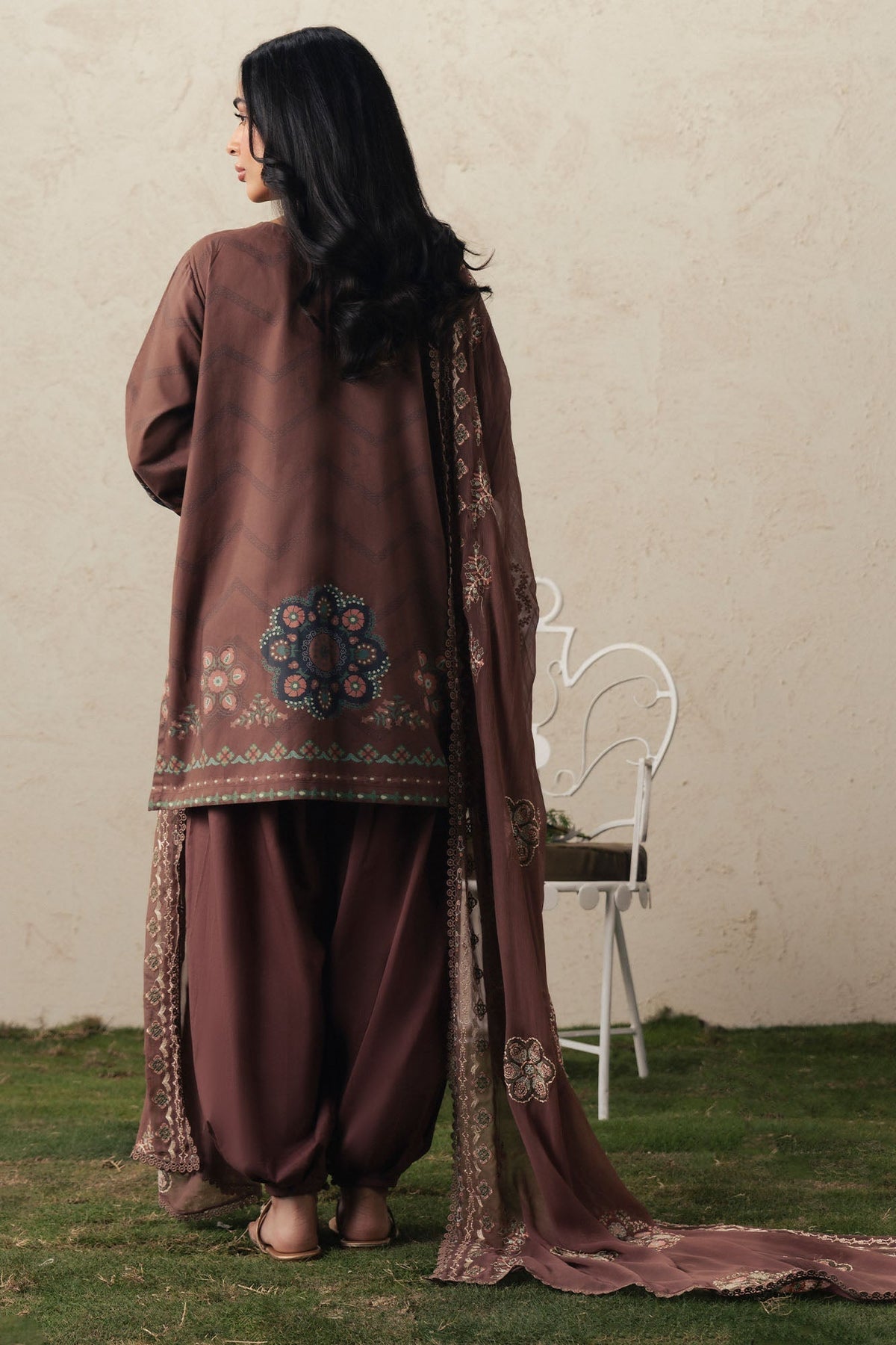Cross Stitch | The Moonsoon Edit 26 | BRUNETTE GLAM-3PC PRINTED SUIT - Luxury Dress - available at Maria Faisal in UK and USA.