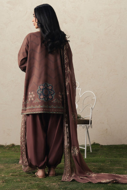 Cross Stitch | The Moonsoon Edit 26 | BRUNETTE GLAM-3PC PRINTED SUIT - Luxury Dress - available at Maria Faisal in UK and USA.