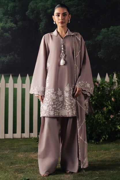 Cross Stitch | The Moonsoon Edit 26 | MAUVE WHISPER-3PC EMBROIDERED SUIT - Luxury Dress - available at Maria Faisal in UK and USA.