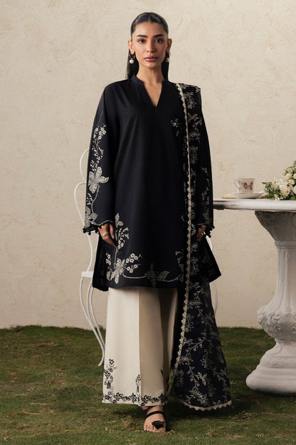Cross Stitch | The Moonsoon Edit 26 | EBONY LACE-3PC PRINTED SUIT - Luxury Dress - available at Maria Faisal in UK and USA.