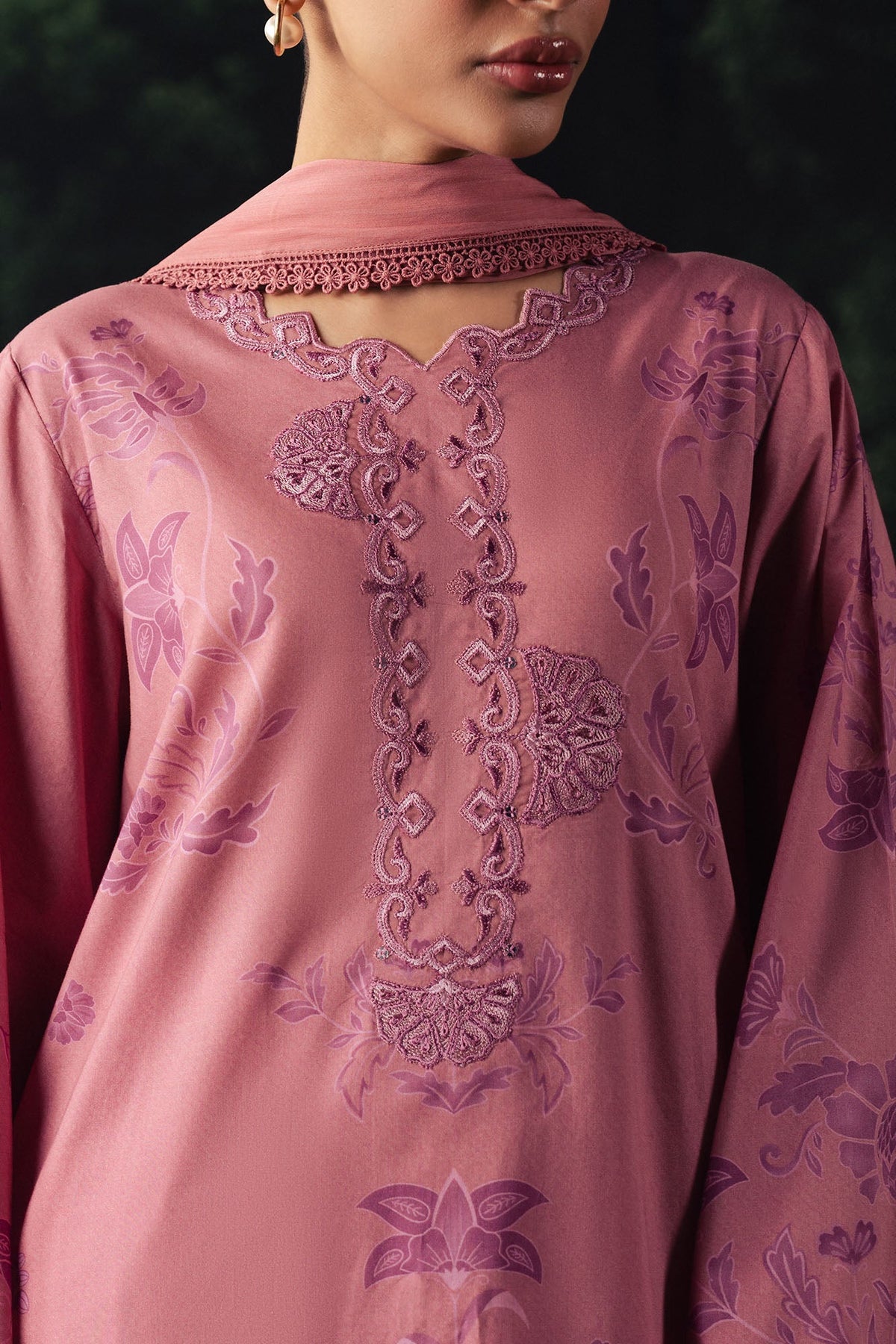 Cross Stitch | The Moonsoon Edit 26 | BLUSH ESSENCE-3PC PRINTED SUIT - Luxury Dress - available at Maria Faisal in UK and USA.