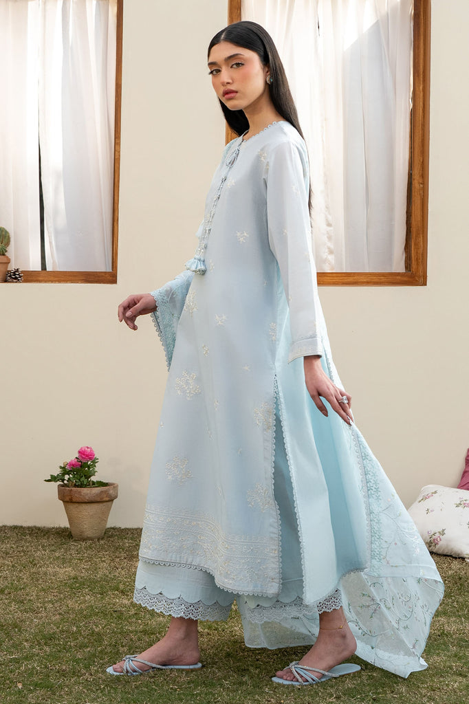 Cross Stitch | Emb Lawn Mahiri 26 | FROSTED MIST - Luxury Dress - available at Maria Faisal in UK and USA.